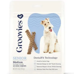 Groovies Senior Dental Chews for Medium Dogs 15-25 lb
