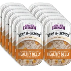 Health Extension Broth-Licious Healthy Belly Grain-Free Chicken & Pumpkin in Chicken Bone Broth Wet Dog Food, 3.5-oz tray, case of 12