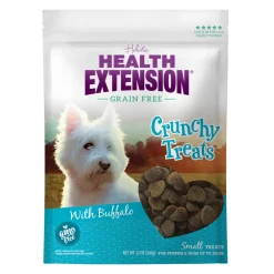 Health Extension Crunchy Heart Shaped Small Treats with Buffalo for Dogs, 12-oz