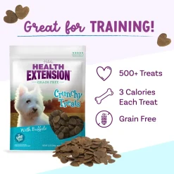 Health Extension Crunchy Heart Shaped Small Treats with Buffalo for Dogs, 12-oz