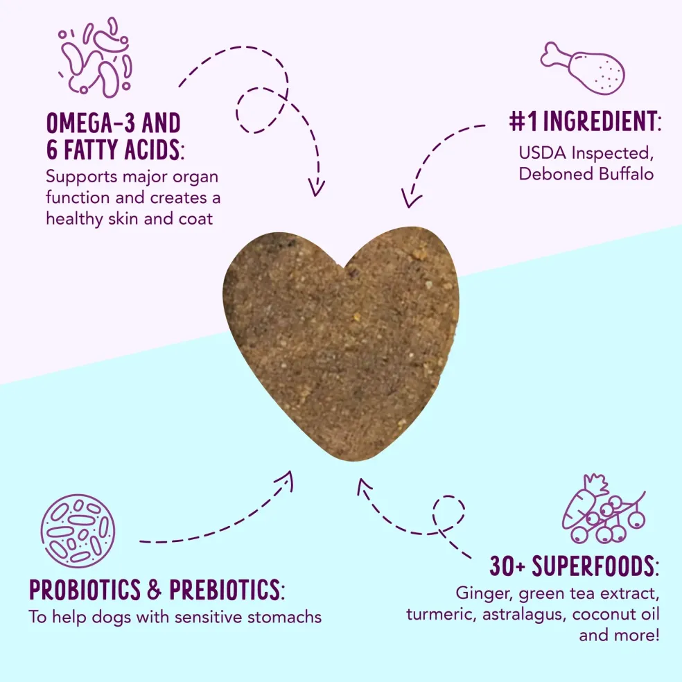 Health Extension Crunchy Heart Shaped Small Treats with Buffalo for Dogs, 12-oz