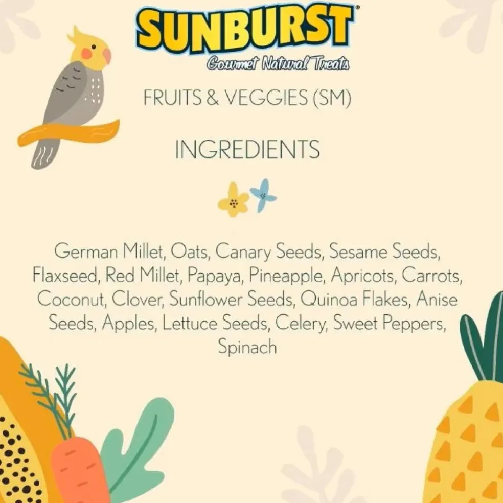 Higgins Sunburst Fruits & Veggies Small Treats For Birds 3 oz