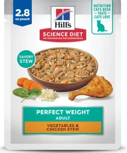 Hill's Science Diet Adult Perfect Weight Vegetables & Chicken Stew Recipe Wet Food For Cats (2.8 oz x 24 pouches)