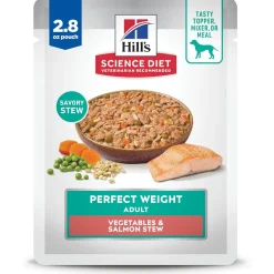 Hill's Science Diet Adult Perfect Weight Vegetables & Salmon Stew Wet Dog Food (2.8 oz x 24 pouches)