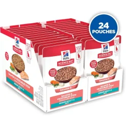 Hill's Science Diet Indoor Adult Salmon & Vegetables Stew Wet Food For Cats (2.8 oz x 24 pouches)