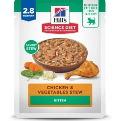 Hill's Science Diet Kitten Chicken & Vegetables Stew Wet Cat Food (2.8 oz x 24 pouches)