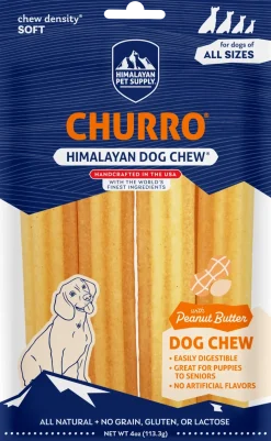 Himalayan Pet Supply yakyCHURRO with Peanut Butter Dog Chews (4 ct)