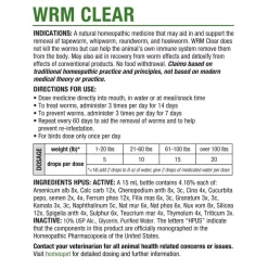 HomeoPet WRM Clear for Pets, 15 ml