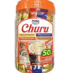 Inaba Churu Beef & Cheese Variety Pack Grain-Free Lickable Treat for Cats, 50 count