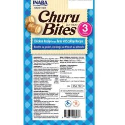 Inaba Churu Bites Chicken Recipe wraps Tuna with Scallop Recipe Cat Treats, 0.35-oz X 3