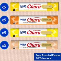 Inaba Churu Chicken & Beef Variety Pack Grain-Free Lickable Treat for Cats, 20 count box