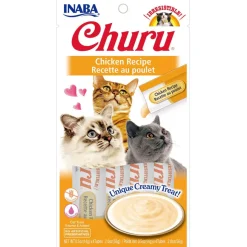 Inaba Churu Chicken Puree Grain-Free Lickable Treat for Cats, 0.5-oz x 4-tubes