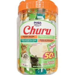 Inaba Churu Chicken & Seafood Variety Pack Grain-Free Lickable Treat for Cats, 50 count