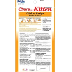 Inaba Churu for Kittens Chicken Recipe Puree Grain-Free Lickable Treat for Cats, 0.5-oz x 4-tubes