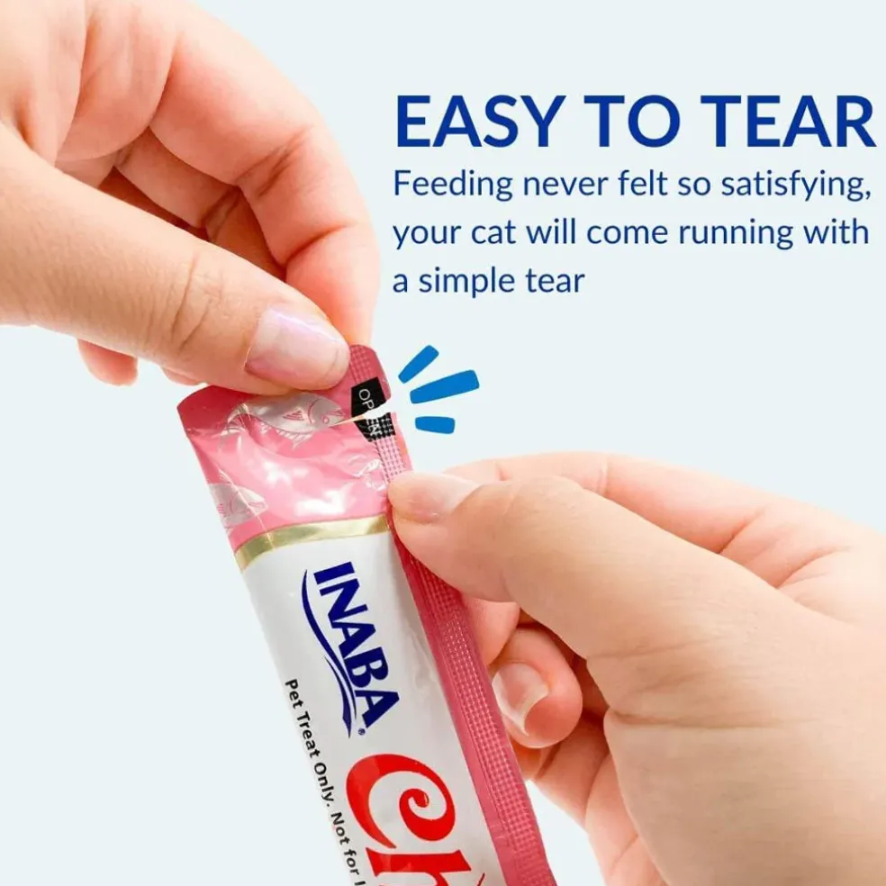 Inaba Churu for Kittens Tuna Recipe Puree Grain-Free Lickable Treat for Cats, 0.5-oz x 4-tubes