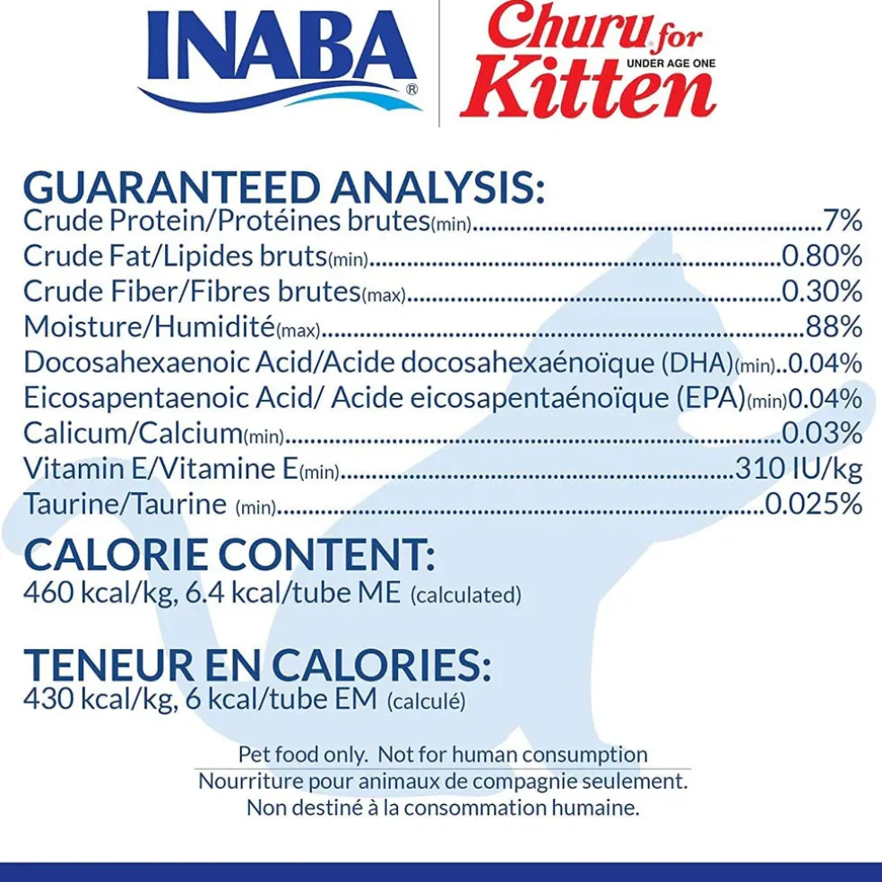 Inaba Churu for Kittens Tuna Recipe Puree Grain-Free Lickable Treat for Cats, 0.5-oz x 4-tubes