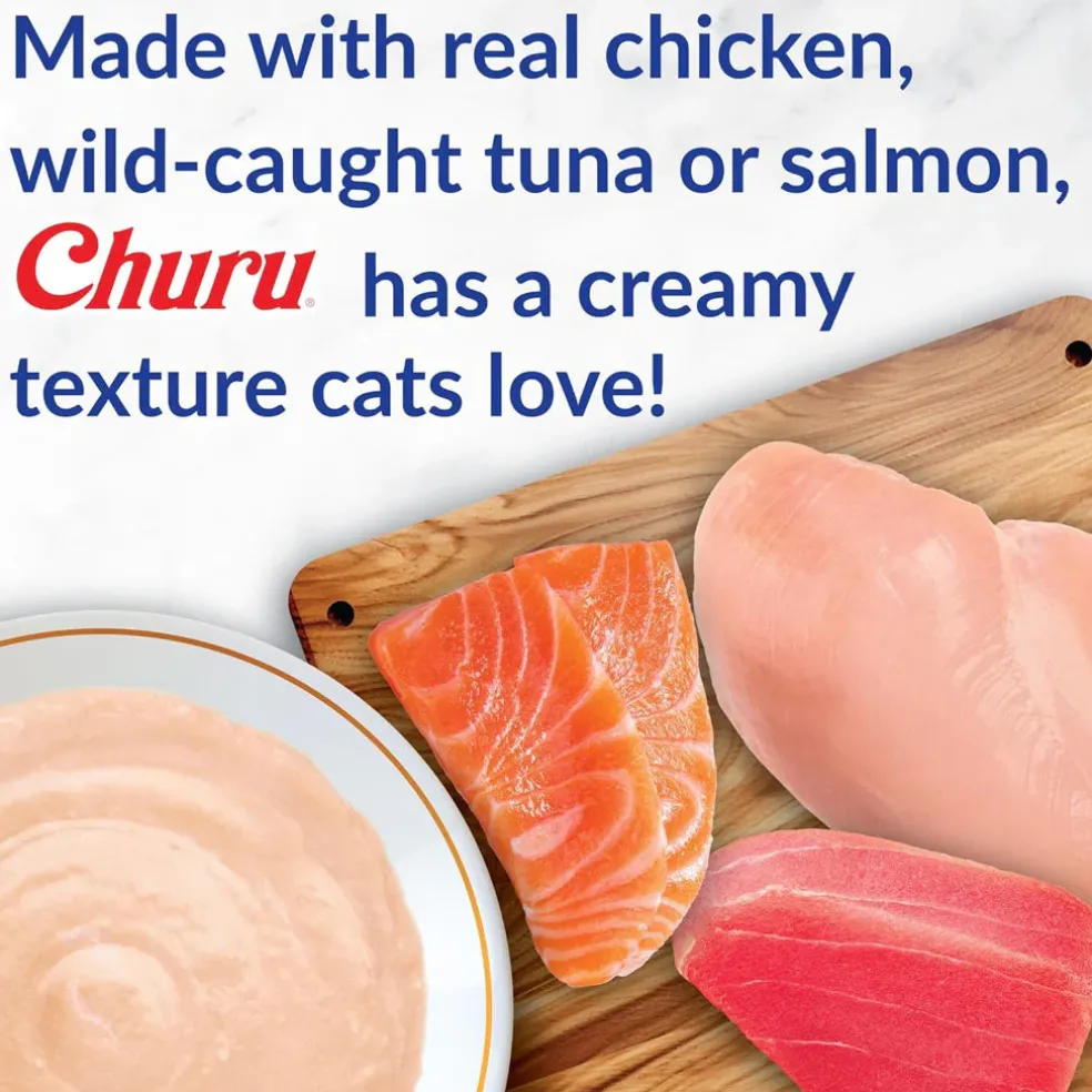 Inaba Churu Indoor Care Chicken Recipe Puree Grain-Free Lickable Treat for Cats, 0.5-oz x 4-tubes