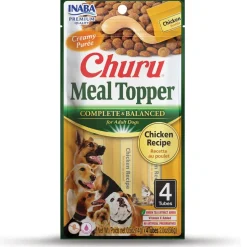 Inaba Churu Meal Topper Chicken Recipe Dog Food, 0.5-oz x 4-tubes