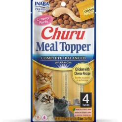 Inaba Churu Meal Topper Chicken with Cheese Recipe Cat Food, 0.5-oz x 4-tubes