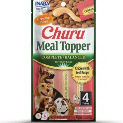 Inaba Churu Meal Topper Chicken with Beef Recipe Dog Food, 0.5-oz x 4-tubes