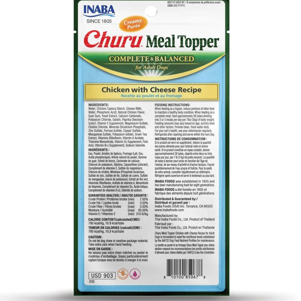 Inaba Churu Meal Topper Chicken with Cheese Recipe Dog Food, 0.5-oz x 4-tubes
