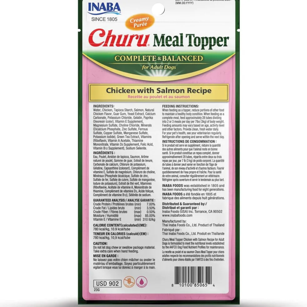 Inaba Churu Meal Topper Chicken with Salmon Recipe Dog Food, 0.5-oz x 4-tubes
