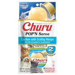 Inaba Churu Pop'n Serve Chicken with Scallop Grain-Free Lickable Cat Treats, 1.2-oz cup