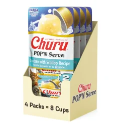 Inaba Churu Pop'n Serve Chicken with Scallop Grain-Free Lickable Cat Treats, 1.2-oz cup