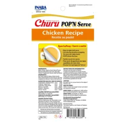 Inaba Churu Pop'n Serve Chicken Recipe Grain-Free Lickable Cat Treats, 1.2-oz cup