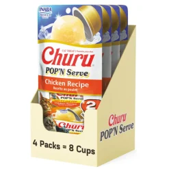 Inaba Churu Pop'n Serve Chicken Recipe Grain-Free Lickable Cat Treats, 1.2-oz cup