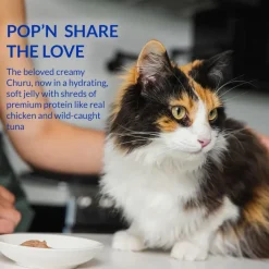 Inaba Churu Pop'n Serve Tuna & Bonita Flakes Recipe Grain-Free Lickable Cat Treats, 1.2-oz cup