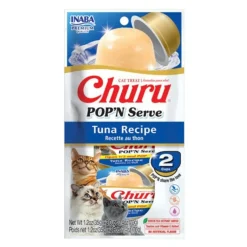 Inaba Churu Pop'n Serve Tuna Recipe Grain-Free Lickable Cat Treats, 1.2-oz cup