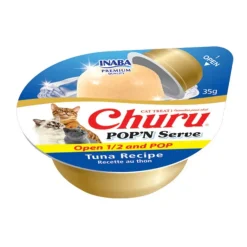 Inaba Churu Pop'n Serve Tuna Recipe Grain-Free Lickable Cat Treats, 1.2-oz cup