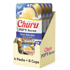 Inaba Churu Pop'n Serve Tuna Recipe Grain-Free Lickable Cat Treats, 1.2-oz cup