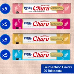 Inaba Churu Seafood Variety Pack Grain-Free Lickable Treat for Cats