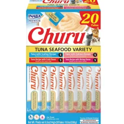 Inaba Churu Tuna Seafood Variety Pack Grain-Free Lickable Treat for Cats