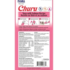 Inaba Churu Tuna with Salmon Puree Grain-Free Lickable Treat for Cats, 0.5-oz x 4-tubes
