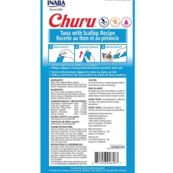 Inaba Churu Tuna with Scallop Puree Grain-Free Lickable Treat for Cats, 0.5-oz x 4-tubes