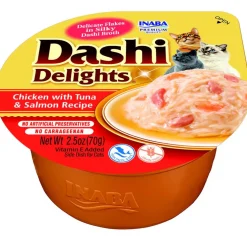 Inaba Dashi Delights Chicken with Tuna & Salmon Recipe in Broth Cat Food, 2.5-oz