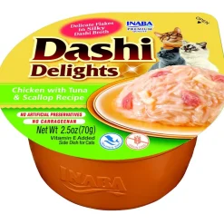 Inaba Dashi Delights Chicken with Tuna & Scallop Recipe in Broth Cat Food, 2.5-oz - DISCO