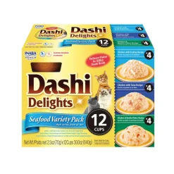Inaba Dashi Delights Seafood Variety Pack in Broth Cat Food, 2.5-oz, pack of 12