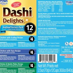 Inaba Dashi Delights Seafood Variety Pack in Broth Cat Food, 2.5-oz, pack of 12