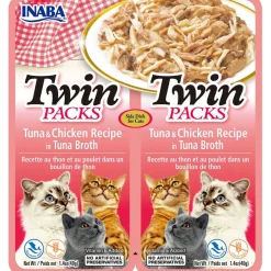 Inaba Twin Packs Tuna & Chicken Recipe in Tuna Broth Grain-Free Cat Food, 1.23-oz