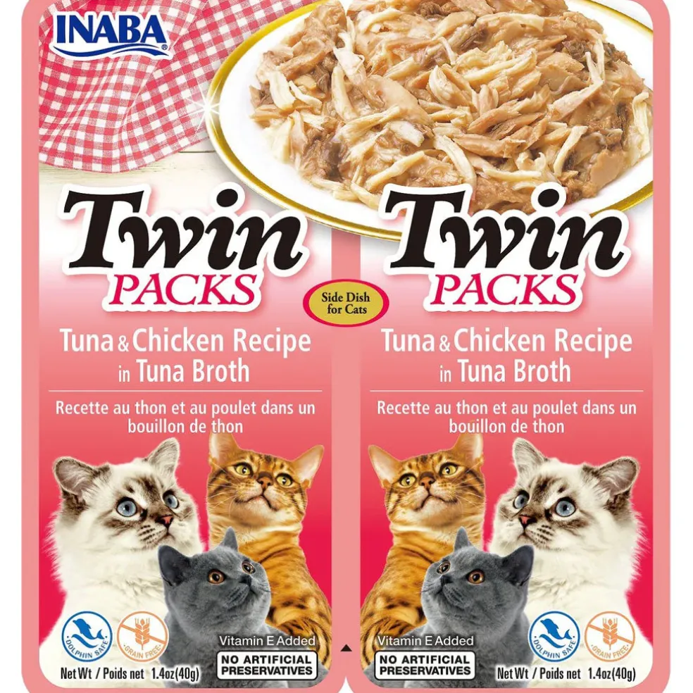 Inaba Twin Packs Tuna & Chicken Recipe in Tuna Broth Grain-Free Cat Food, 1.23-oz