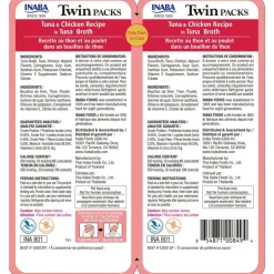 Inaba Twin Packs Tuna & Chicken Recipe in Tuna Broth Grain-Free Cat Food, 1.23-oz