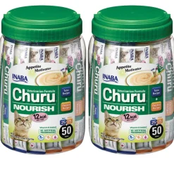 INABA Veterinarian Formula Churu Nourish, Chicken & Tuna Recipe Lickable Treats for Cats