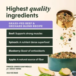 Instinct Fresh Dried Meal Blends Freeze-Dried Grass-Fed Beef & Orchard Blend Recipe for Dogs