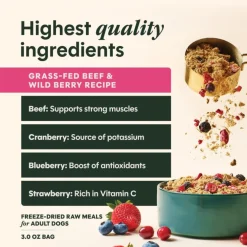 Instinct Fresh Dried Meal Blends Freeze-Dried Grass-Fed Beef & Wild Berry Recipe for Dogs