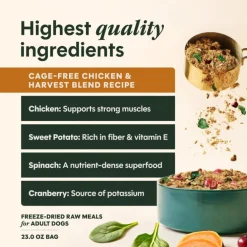 Instinct Fresh Dried Meal Blends Freeze-Dried Cage-Free Chicken & Harvest Blend Recipe for Dogs