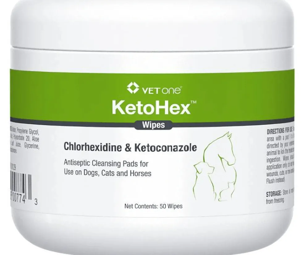 KetoHex Wipes 50 Count - Advanced Antiseptic Solution for Pets
